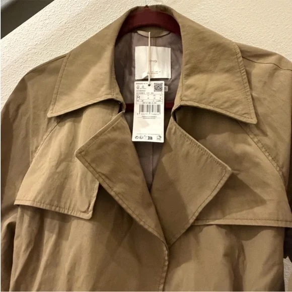 Mango MNG- khaki olive muted green trench coat jacket - Picture 2 of 7